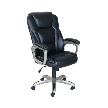 עור בונדד מסחרי כיסא משרדי עם קצף זיכרון, 350 קיבולת, שחור