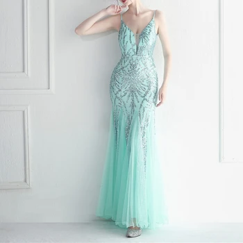 Ashely Alsa ירוק ליים בתולת ים ערב אירוע שמלות 2023 V צוואר ארוך רשמית מסיבת חתונה שמלה לנשף שמלות חלוק דה Soriee