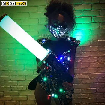 אור LED חליפות נשים רובוט זוהר תחפושות Led בגדים הבמה הופעת ריקוד להראות שמלת מועדון הלילה DJ, דיסקו הבמה השפעה