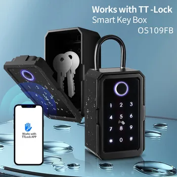 TTLOCK/Tuya טביעת אצבע מפתח חכם כספת כספות IP65 עמיד למים סיסמת הטלפון שליטה על הקיר מפתחות אחסון בטוח כספת