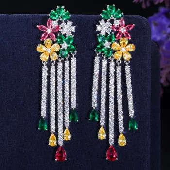 קלאסי קלאסי תכשיטים גבוהה מותג נחושת החתונה עגיל תכשיטים נחמד צבעוני לסלול מעוקב זירקון עגיל brincos נשים מתנות