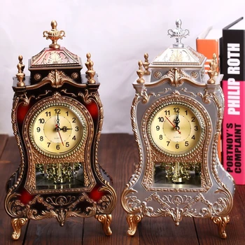 סגנון אירופאי השולחן שעון עתיק השעון בסלון קישוט שעון אילם לטאטא את השעון השני מוסיקה הזמנים