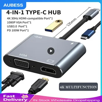 4K USB Type C נייד תחנת עגינה כפולה HD-MI כפול מסך תצוגה USB 3.0 Hub מתאם עגינה HP DELL XPS השטח ThinkPad