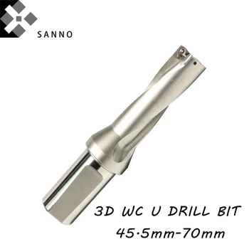 3D 45.5 -50mm, 50.5-55mm, 55.5-59mm 59.5-70mm cnc WC אינדקס U מקדח סטיית קידוח מהיר אינדקס תרגיל