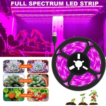5V USB LED צמח לגדול אור ספקטרום מלא 1-5m צמח אור הרצועה פיטו המנורה. על פרח חממה שתיל לגדול אוהל גידול הידרופוני