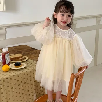 ילדים שמלת נסיכה קוריאנית ילדה את התינוק של תחרה האביב החדש נפוח גזה חתונה, מסיבת יום הולדת שמלת טול