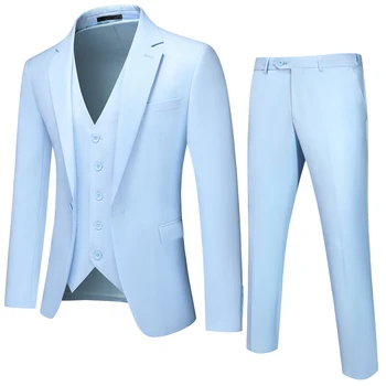 (בלייזר+אפוד+מכנסיים) גברים חליפה Slim Fit 3 חתיכה גריי מזדמן הנשף חליפות חתן לשיא דש עסקים חתונה חליפות גברים 5XL 6XL