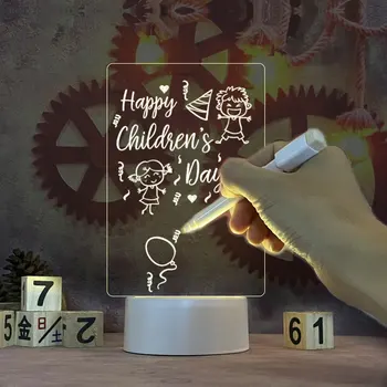 הערה לוח יצירתי אור Led לילה USB לוח הודעות חג האור עם עט מתנה לילדים חברה קישוט מנורת לילה