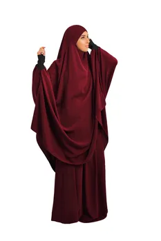 תפילה בגד נשים הרמדאן חיג ' אב השמלה Jilbab Khimar האסלאם 2pc המוסלמים בגדים Djellaba פאטאל Jilbeb Niqab חלוק נשי Musulmane