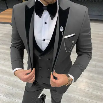 Slim Fit Mens חליפות חתונה 3 חתיכות זכר ' קט חליפה רשמית למשרד עסקים רשמית החתן טוקסידו (בלייזר+אפוד+מכנסיים) 2023