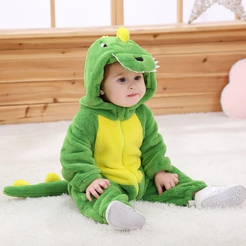 5T תינוק דינוזאור ירוק פיג ' מה רומפר ילד ילדה תינוק בגדי חורף חמים חיה תלבושת תלבושת מעטה סרבל סרבל