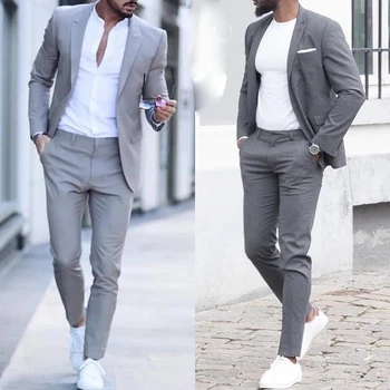 חליפות גברים לחתונה 2Pcs(ז ' קט+מכנסיים) 2023 חדש מקרית BusinessTuxedos Slim Fit שיא דש Terno Masculino תחפושת Homme