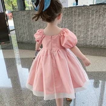קיץ של בנות הלבוש 2023 אופנה חדשה גזה כותנה שמלת נסיכת בנות מתוק בגדים חמוד חליפת בגדי ילדים ילדה