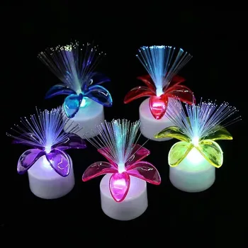 סיבים אופטיים אור פרח 10pcs פרחוני LED לילה אור שינוי צבע סיבים אופטיים מנורת לילה לחופשה אווירה אורות עיצוב