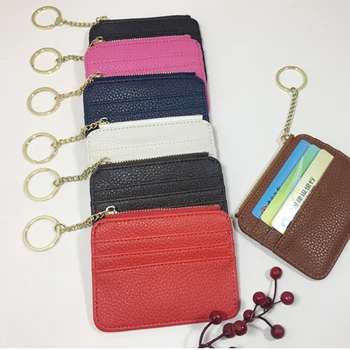 עור PU נשים ID אשראי הבנק מחזיק כרטיס רוכסן סלים הארנק אופנה קטן ארנק מטבעות כסף קליפ מקרה הכרטיס כיסוי