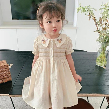 ילדים בגדי בנות שמלת הקיץ 2023 חדש מזדמן אופנה לילדים של נסיכה להתלבש תינוק פרח ילדים שמלות בגדי 1-7Y