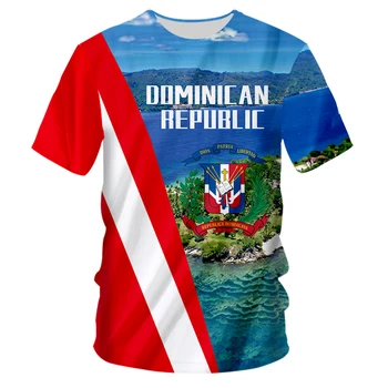 Tshirts הרפובליקה הדומיניקנית דגל כסמל לאומי. 3D להדפיס חולצה קיץ חולצת אופנה ילדים מזדמנים ילד ילדה Tees צוואר עגול