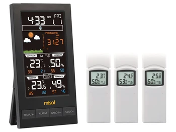 MISOL /1 יח ' misol Wireless תחנת מזג אוויר עם 3 חיישנים, 3 ערוצים, מסך בצבע