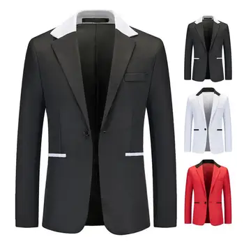 דש עיצוב טלאים בצבע הג 'קט אופנתי של גברים טלאים בצבע הג' קט דש Slim Fit שרוול ארוך על Workwear