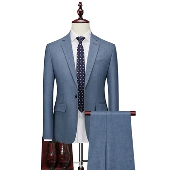 (קט+מכנסיים) חדש לגברים בוטיק אופנה טהורות צבע מזדמנים עסקים, חליפת חתן, שמלת חתונה טוקסידו גברי רשמי חליפה מידה S-6XL