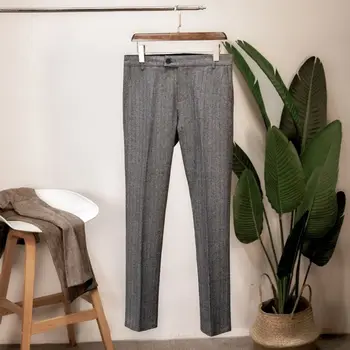 2023 גברים של סתיו חורף חדשה עסקי מזדמן חליפת מכנסיים זכר רשמית מכנסי צמר בגדי גברים ישר צמר מכנסיים H362