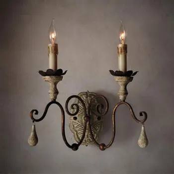 אמריקאי כפרי צרפתי מנורת קיר מוצק גילוף בעץ משובח מנורת קיר הסלון, חדר האוכל, חדר השינה במסדרון המדרגות אור