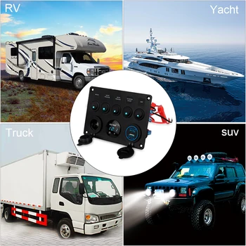 12V 5 הכנופיה On-Off מתג למתג לוח רכב ימיים להחליף לוח הסירה שקע USB מטען Led מודד 12v שקע חשמל משאית RV