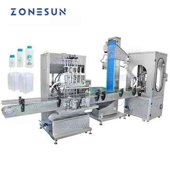 ZONESUN ZS-FAL180X2 אוטומטי F-סגנון בקבוק דבש הדבק נוזלי סרוו מילוי וסגירת מכונת עם מכסה מזין