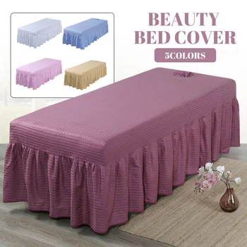 סלון יופי מצעים מיטת עיסוי כיסוי כותנה סלון יופי שולחן מיטה זוגית ספא המיטה כיסוי מלא עם חור במיטה חצאיות