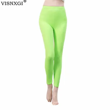 VISNXGI ממתקים בצבעים מוצק פלורסנט חותלות של נשים מזדמנים כושר ססגוניות לדחוף את הנקבה ספנדקס אלסטי לסרוג את המכנסיים.