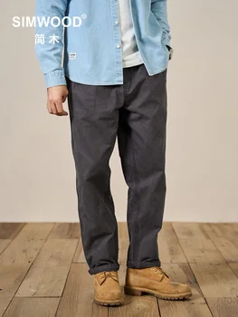 SIMWOOD 2023 האביב החדש משוחרר ישר שטף רטרו מכנסי גברים בתוספת גודל 100% כותנה מכנסיים באיכות גבוהה מותג בגדים
