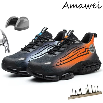 Amawei עבור נשים גברים נעליים לנשימה משקל נגד ניפוץ עבודה נעלי בטיחות נעליים ניקוב-הוכחה בלתי ניתנת להריסה LBX-H8