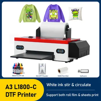 L1800 DTF Impresora A3 DTF T-חולצה מכונת הדפסה עם DTF דיו להגדיר ישירות הסרט DTF L1800 A3 DTF PET העברת המדפסת