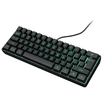 משחקי מקלדת, 61 ריבוי צבעים RGB מואר LED Backlit Wired Gaming Keyboard, Waterproof Mini מקלדת