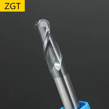 ZGT האף כדור טחנת סוף כרסום CNC Cutter סגסוגת קרביד נתב קצת טחינה כלים HRC50 2 חליל טונגסטן האף כדור פלדה Endmill