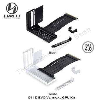 ליאן לי O11D EVO זקוף GPU הסוגר (שחור)/380mm PCI-e 4.0/3.0 קמה כבלים (שחור/לבן) ערכת