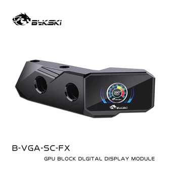 BYKSKI אנכי GPU מים לחסום הר מד טמפרטורה,תצוגת טמפרטורה מסך LCD רכיב,שחור,שקוף,G1/4 ,ב-VGA-SC-FX
