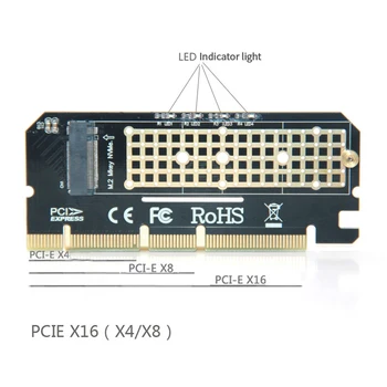 M. 2 SSD כדי PCIE 3.0 X16 מתאם עם LED מ ' מפתח כרטיס ממשק Suppor PCI Express 3.0 x4 עבור NVMe 2230-2280 בגודל m.2 SSD
