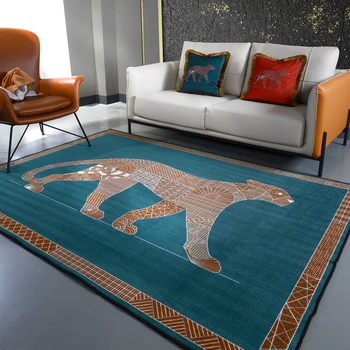 אור יוקרה ספה שטיח בבית הסלון של אירופה ואמריקה המודרנית השינה ליד המיטה הכניסה השולחן נמר חיה מחצלות