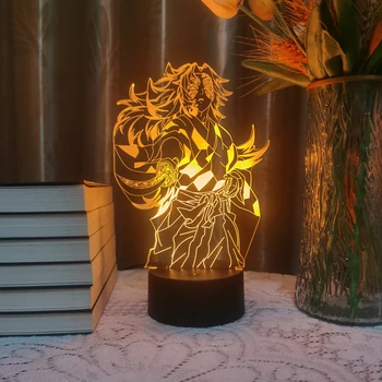 חדש שד קוטלת Kokushibou אנימה 3D Led מנורת מנגה בלילה אור על הילד הביתה עיצוב חדר Kimetsu לא Yaiba חג המולד אשליה מתנה