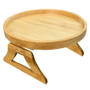 ספה לצד שולחנות מגש עץ טבעי ספה משענת יד קליפ על מגש ספה היד קליפ שולחן משענת יד מגש שולחן אוכל ושתייה