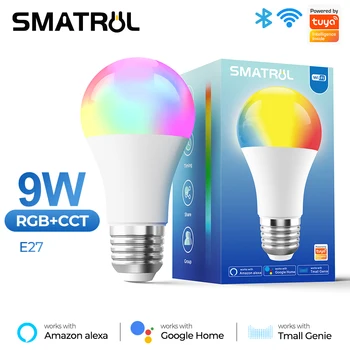 SMATRUL 9W E27 WiFi הנורה חכם החיים הובילה 850LM RGB מנורה App עובד עם אלקסה הבית של Google ניתן לעמעום טיימר 110v 220v Tuya